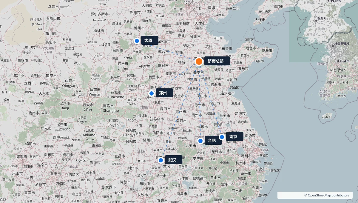 山东博弘六地服务网络地图